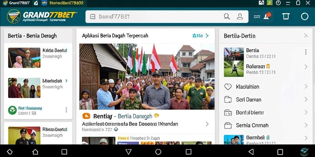 Tampilan antarmuka aplikasi GRAND77BET menampilkan berita daerah secara jelas dan informatif.