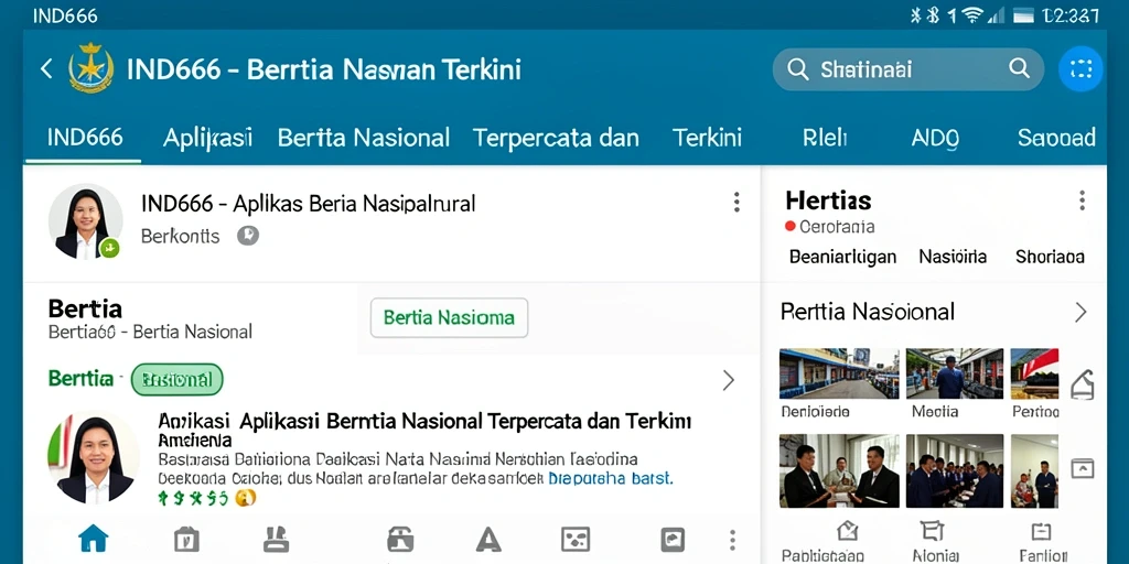 Tampilan antarmuka aplikasi IND666 untuk berita nasional.