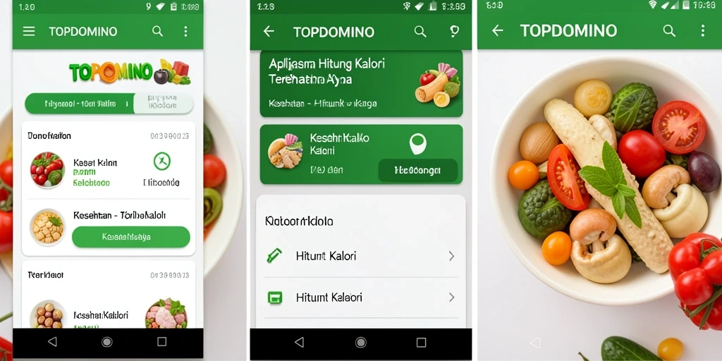 Antarmuka aplikasi TOPDOMINO untuk menghitung kalori dengan mudah.